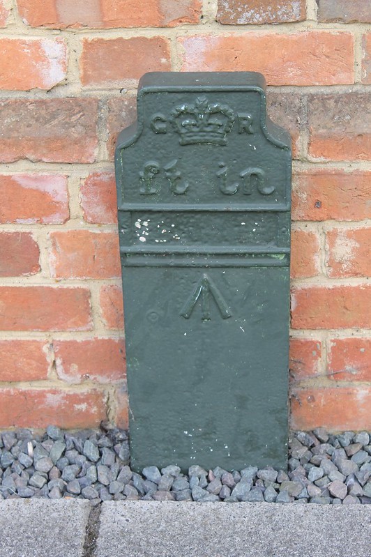Telegraph cable marker post at Alresford Station, Hampshire by Ray 