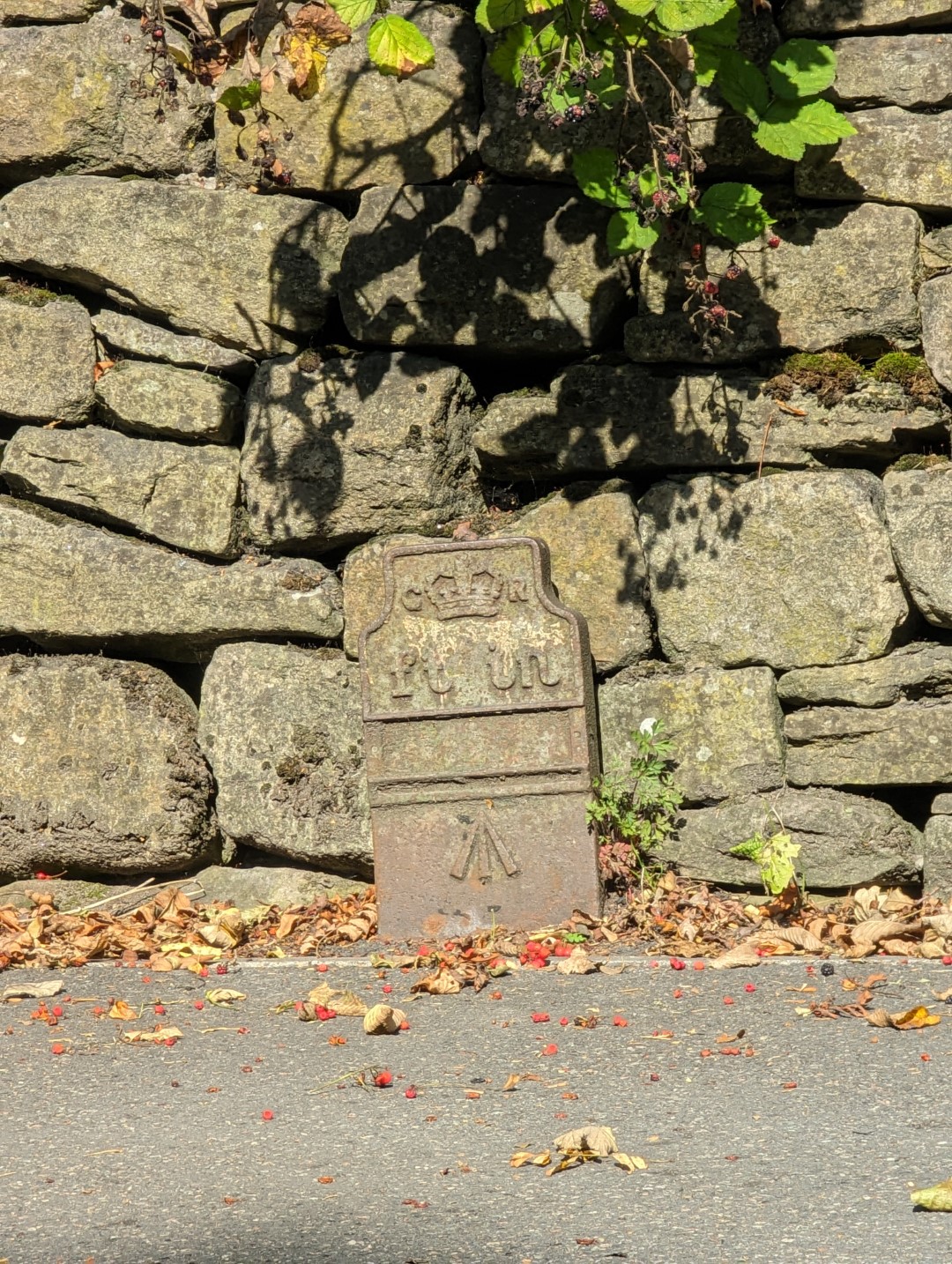 Telegraph cable marker post at Dan Bank, Stockport Road, Marple, Cheshire by Andrew Robertson 