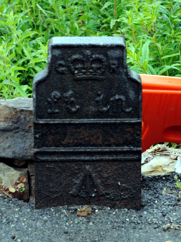 Telegraph cable marker post at 25 Derby Road, Old Tupton, Chesterfield by fourepb 