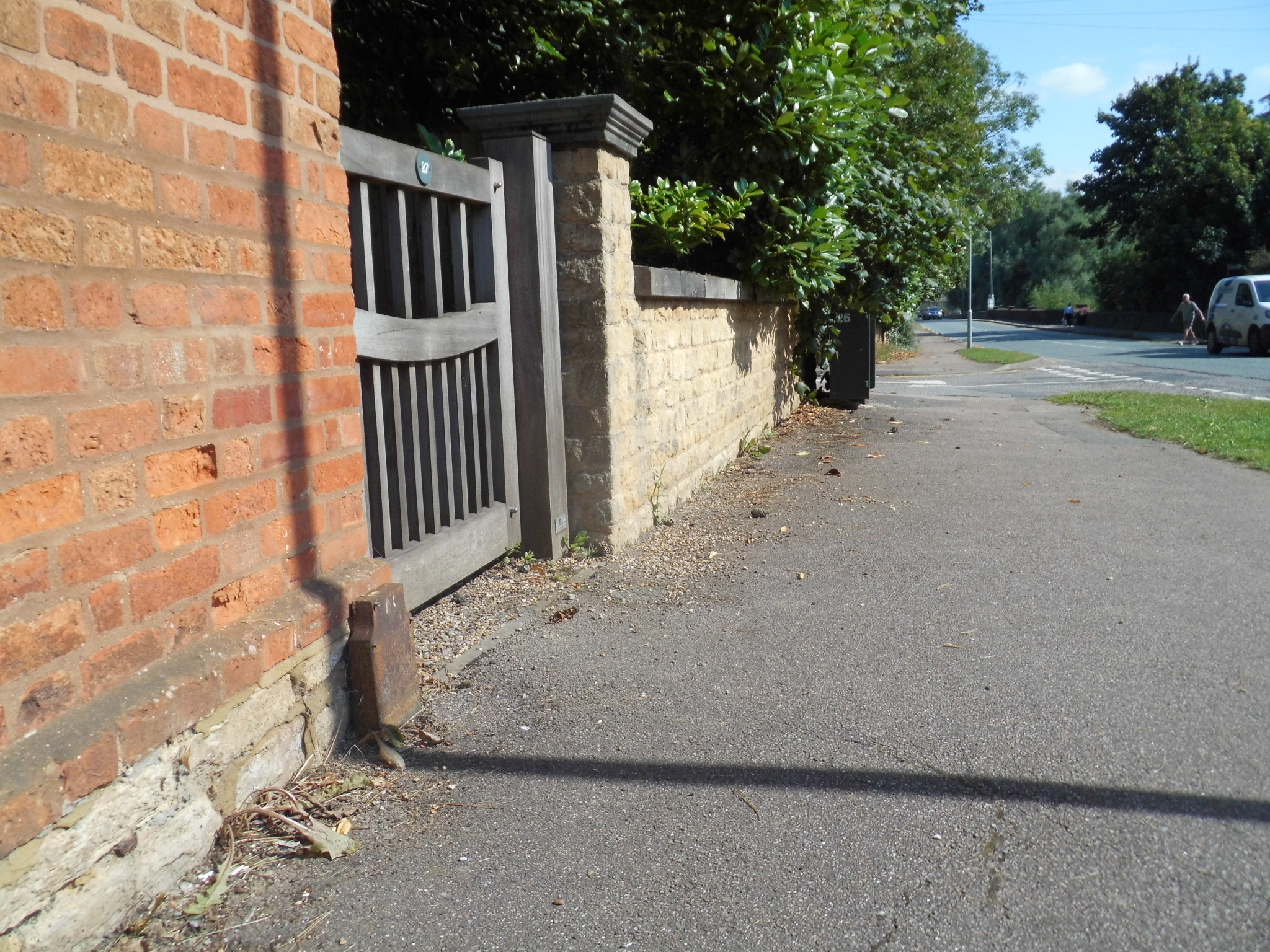 Telegraph cable marker post at 27 London Road, Old Stratford, nr Milton Keynes by Derek Pattenson 