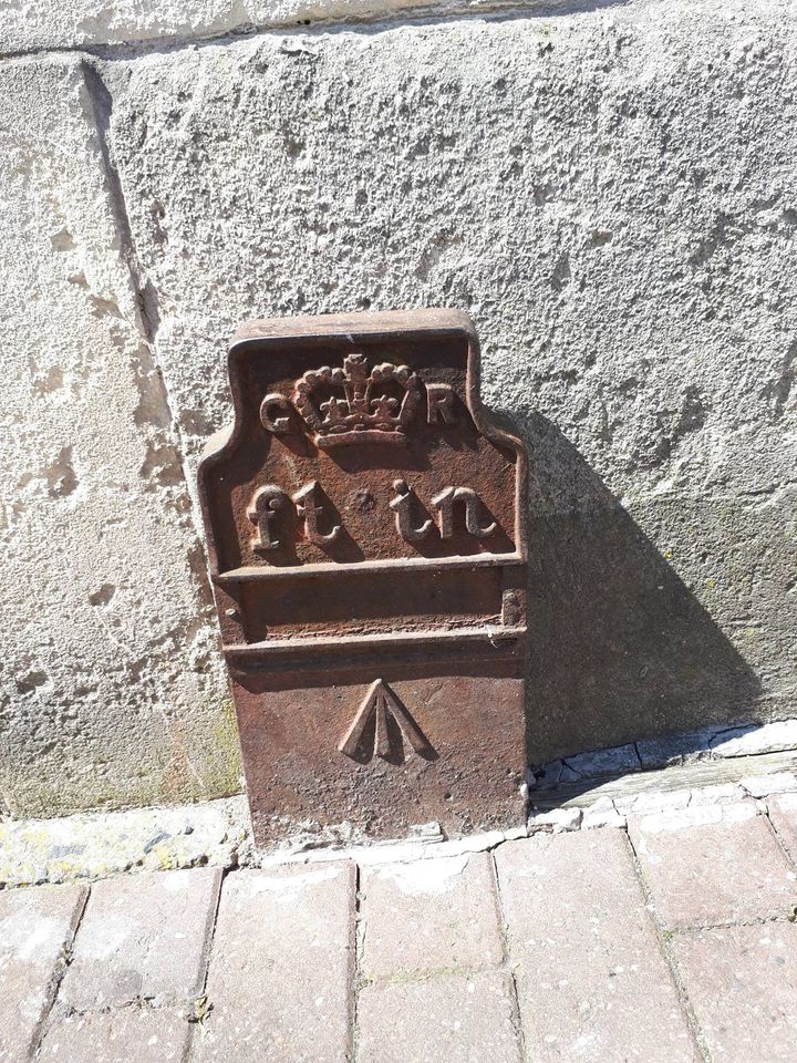 Telegraph cable marker post at 45 Angel Place, Worcester by Vincent Jenkinson 