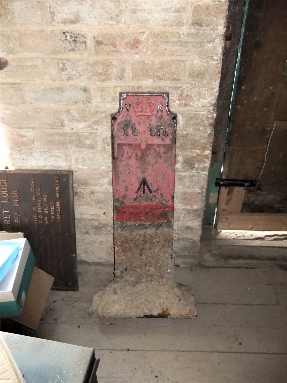 Telegraph cable marker post at Towcester Museum, 163 Watling Street, Towcester by Brian Giggins 