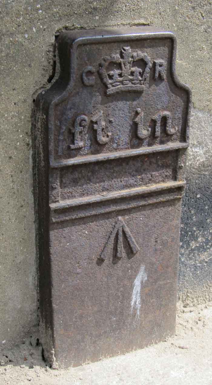 Telegraph cable marker post at Watling Street, Canterbury, Kent by CHAS 