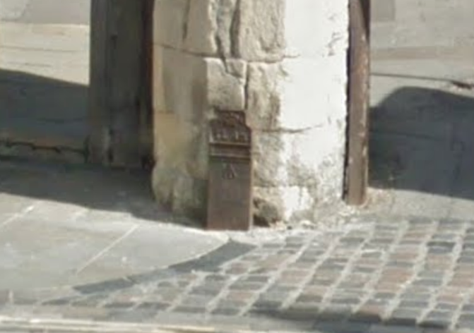 Telegraph cable marker post at The Borough, Canterbury, Kent by Google Streetview 