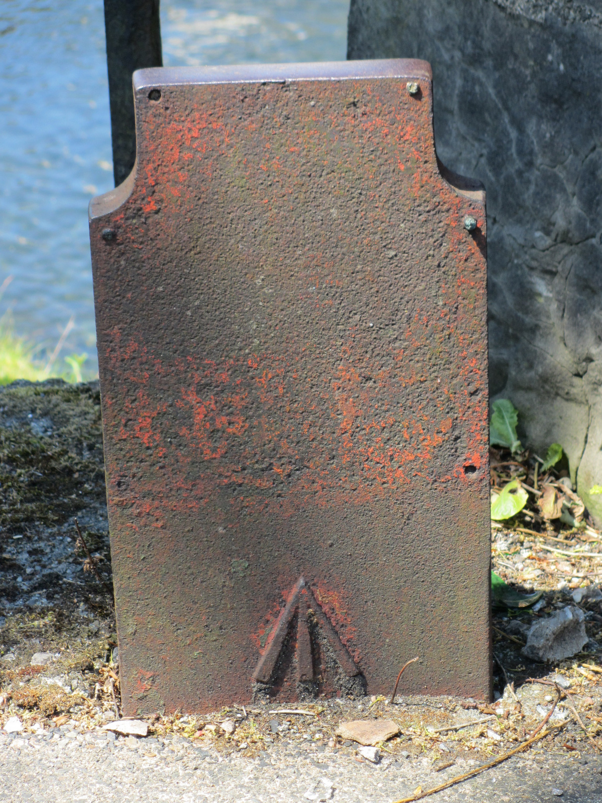 Telegraph cable marker post at SW. end of river bridge, Aynam Road, Kendal by John Turner 