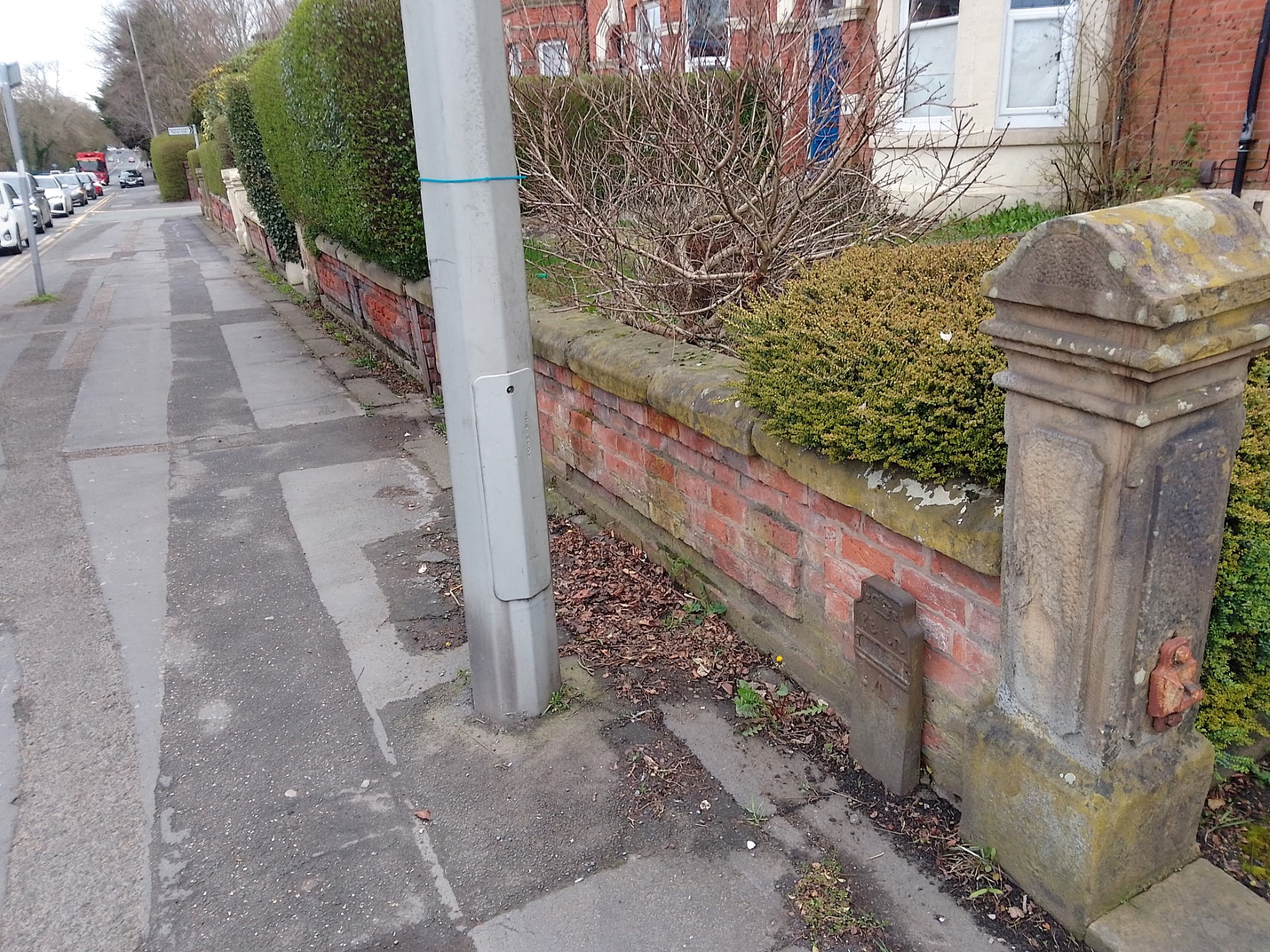 Telegraph cable marker post at 178 Garstang Road, Fulwood, Preston by Derek Pattenson 