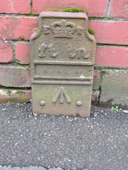 Telegraph cable marker post at 1 Harrowby Lane, Bute, Cardiff by Robert Guy 