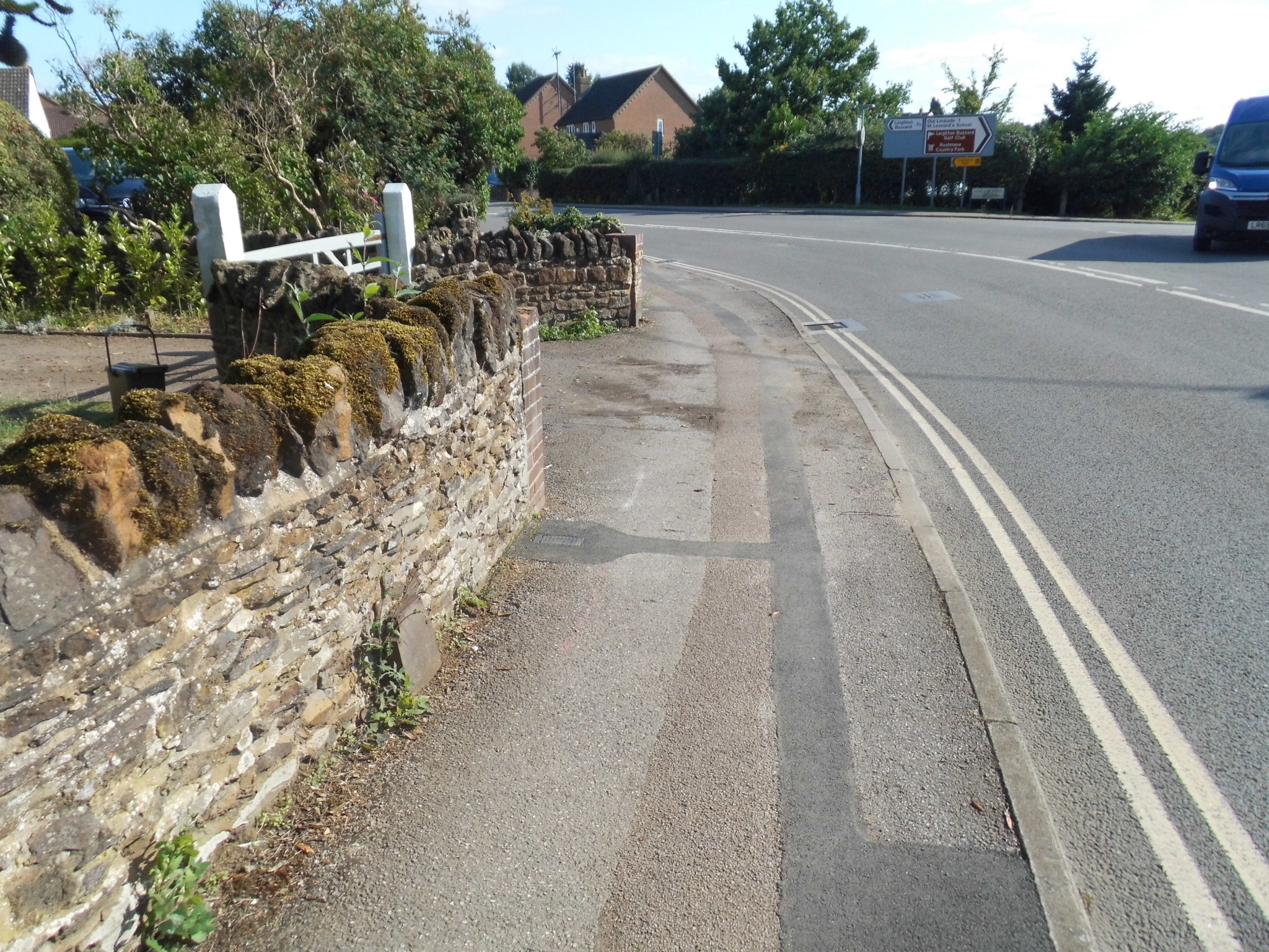 Telegraph cable marker post at 2 Woburn Road, Heath and Reach, Leighton Buzzard by Derek Pattenson 