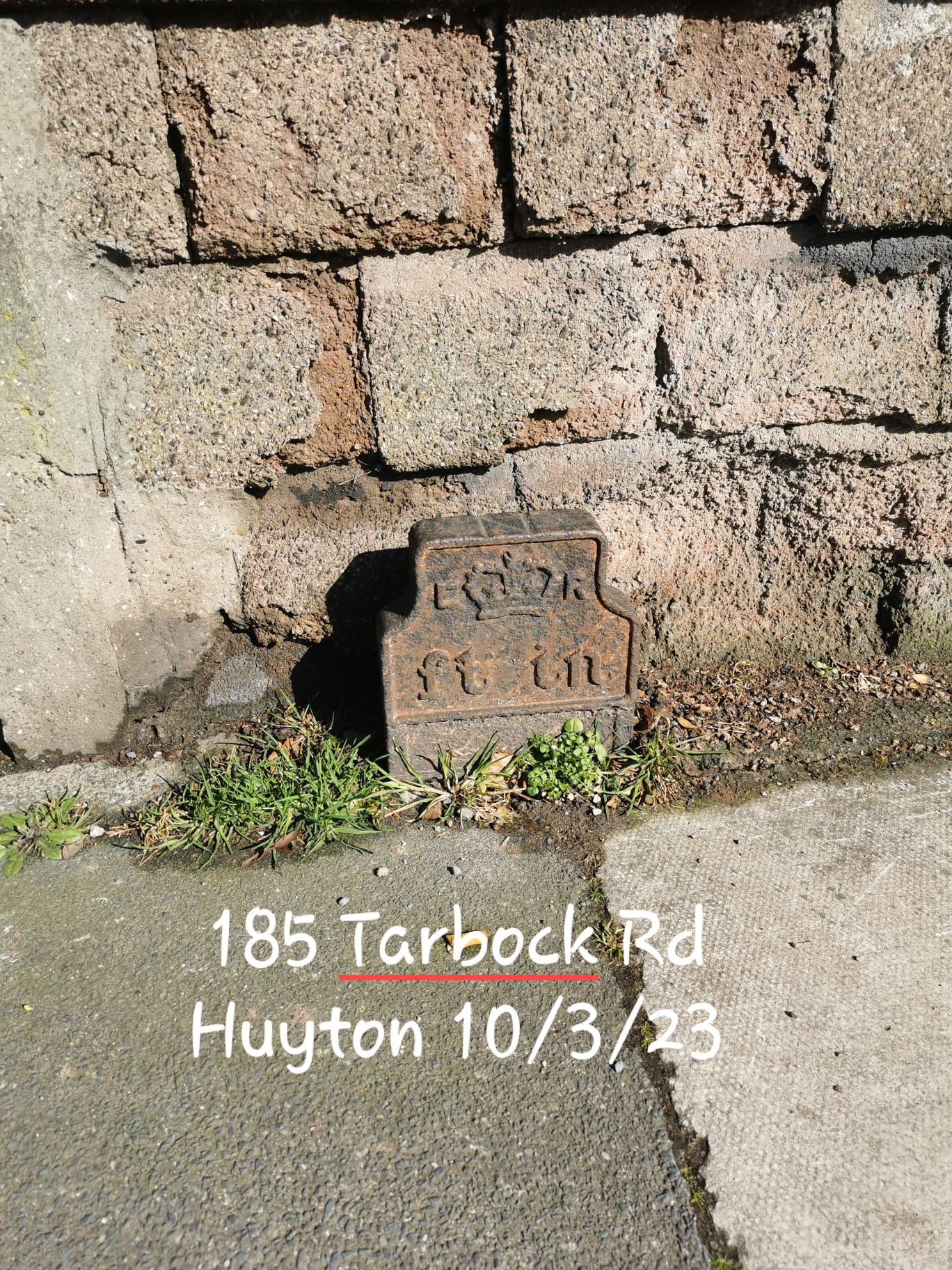 Telegraph cable marker post at 185 Tarbock Road, Huyton, Liverpool by Jan Gibbons 