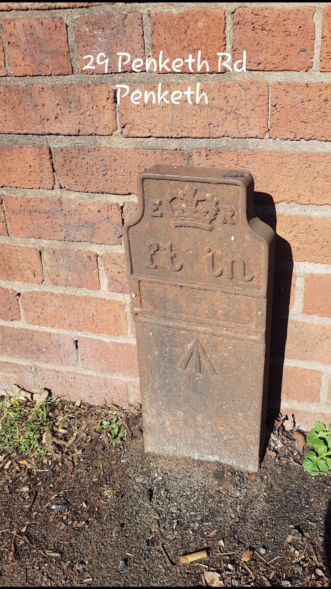 Telegraph cable marker post at 29 Penketh Road, Warrington by Jan Gibbons 