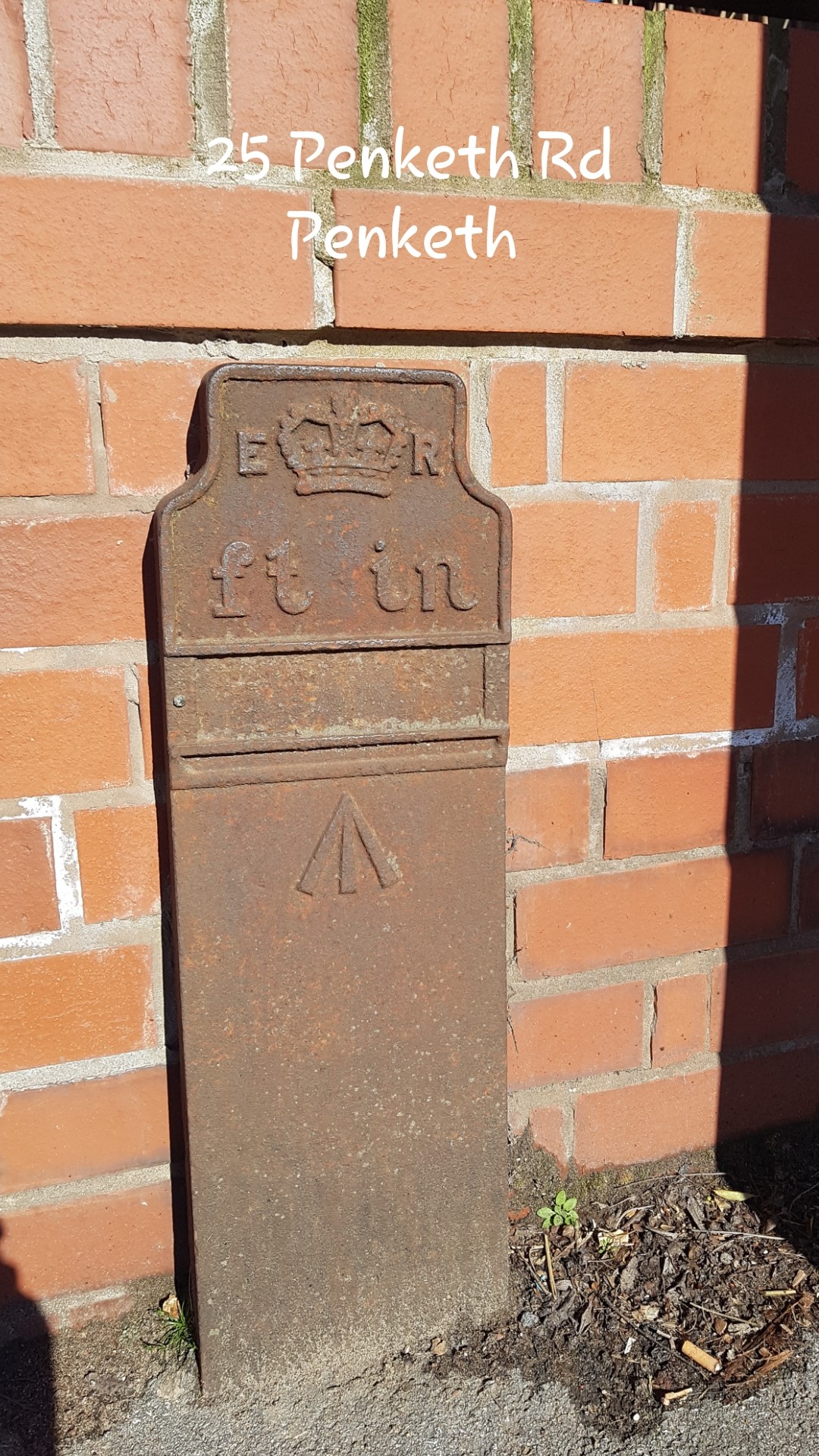 Telegraph cable marker post at 25 Penketh Road, Warrington by Jan Gibbons 