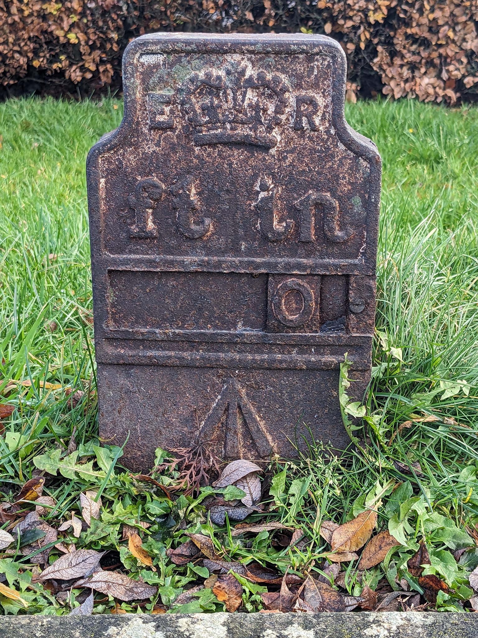 Telegraph cable marker post at 42 Carlisle Road, Lockerbie by Carol Elliott 