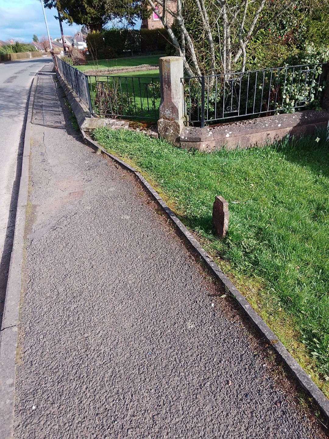 Telegraph cable marker post at 42 Carlisle Road, Lockerbie by Derek Pattenson 