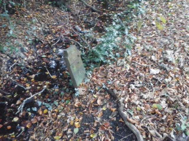 Telegraph cable marker post at 30m North of Foresters, The Common, Stanmore by Derek Pattenson 