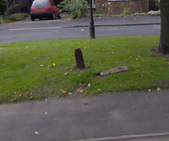 Telegraph cable marker post at 468 Lichfield Road, Butlers Lane, Sutton Coldfield by Google StreetView 