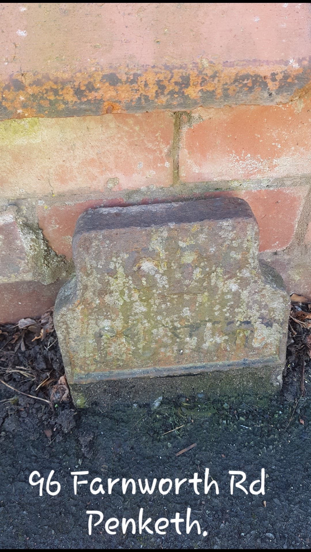 Telegraph cable marker post at 96 Farnworth Road, Warrington by Jan Gibbons 