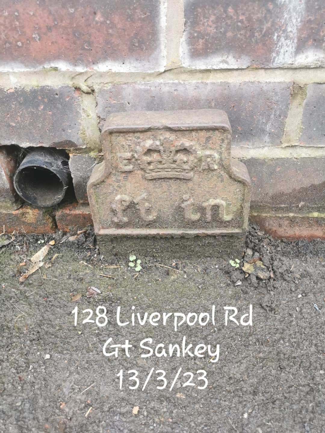 Telegraph cable marker post at 128 Liverpool Road, Great Sankey, Warrington by Jan Gibbons 