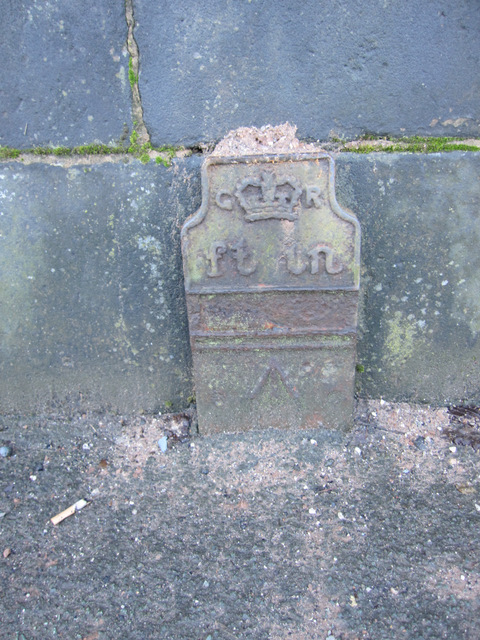 Telegraph cable marker post at 24 High Street, Runcorn, Cheshire by John S Turner 