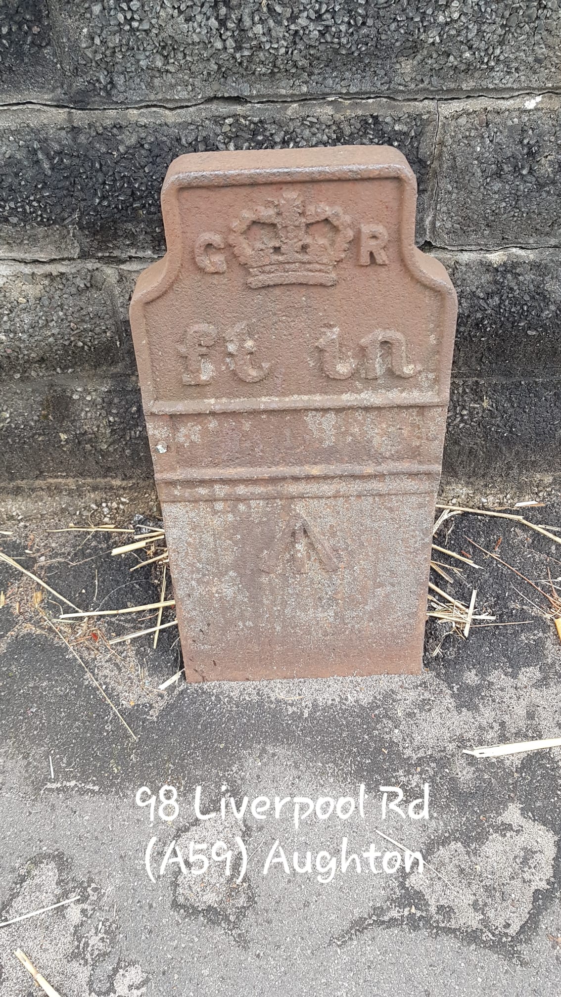 Telegraph cable marker post at 98 Liverpool Road, Aughton, Ormskirk by Jan Gibbons 