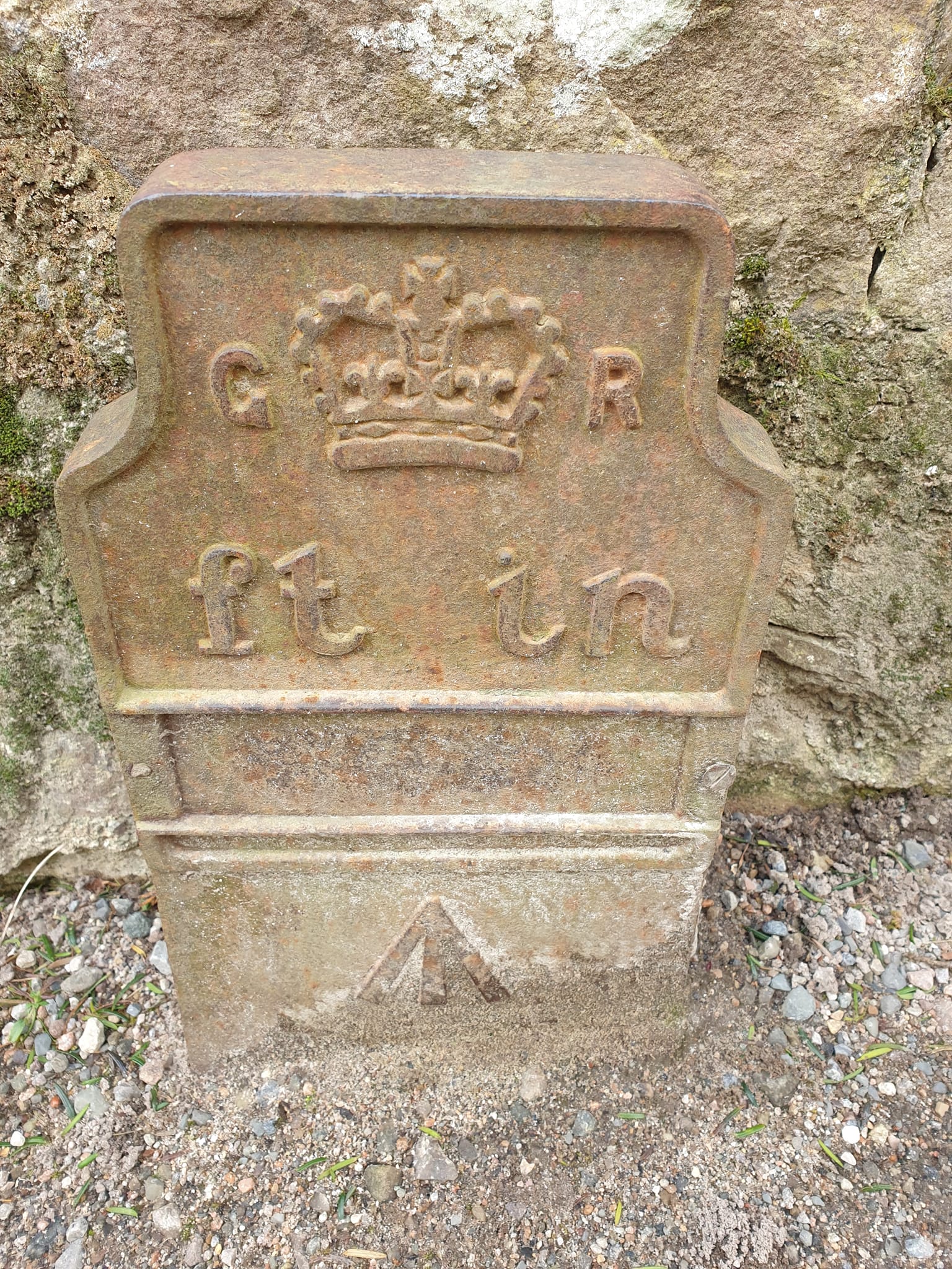 Telegraph cable marker post at Dunrobin Castle, Kirkwall, Scotland by Betty Grieve 