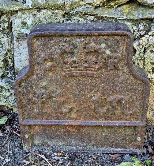 Telegraph cable marker post at 70m N jnc Llys Bodlondeb, Bangor Road, Conwy by Alix Hughes 